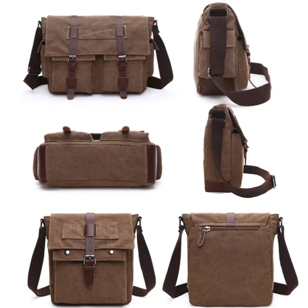 Scione Men Business Messenger Bags For Men Shoulder Bag Canvas Crossbody Pack Retro Casual Office Travel Bag Vintage Retro Bags - Image 5