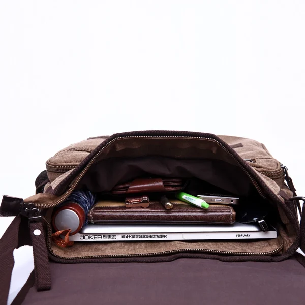 Canvas Messenger Satchel Bags Buckle Casual Portable Shoulder Bag Briefcase Travel Bags Korean Trend Simple Pack For Men - Image 5