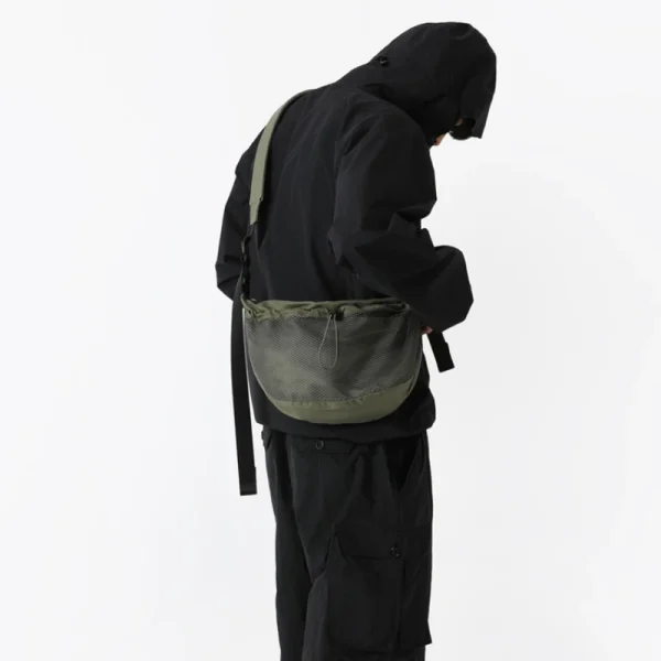 Japanese Street Nylon Mesh Messenger Bag Man Casual Crossbody Bag Unisex Sports Large Capacity Shoulder Bag IP Backpack 2023 - Image 5