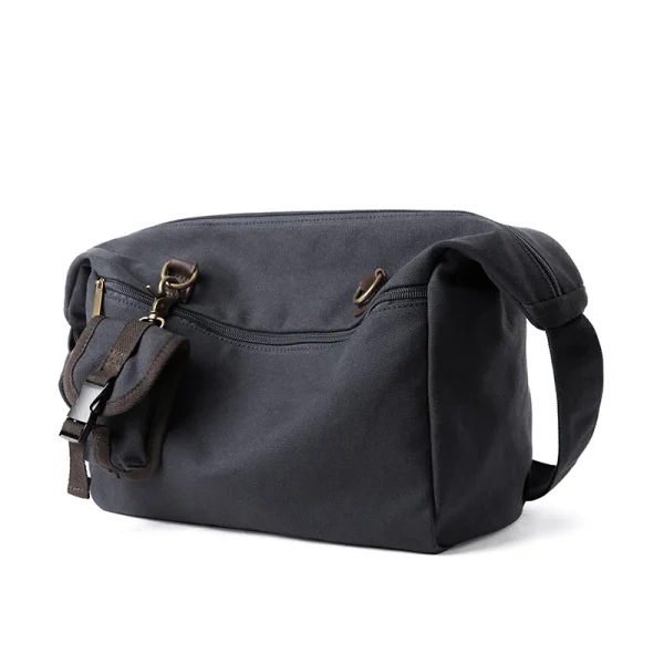 Canvas Messenger Bag for Men 14 inch Laptop Shoulder Bag with Zipper Retro Hobo Bag for Male Female - Image 2
